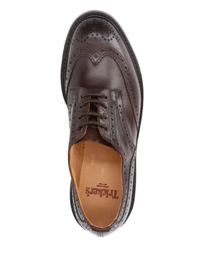Tricker's Bourton Derby Shoes With Intricate Perforated Detailing In Brown