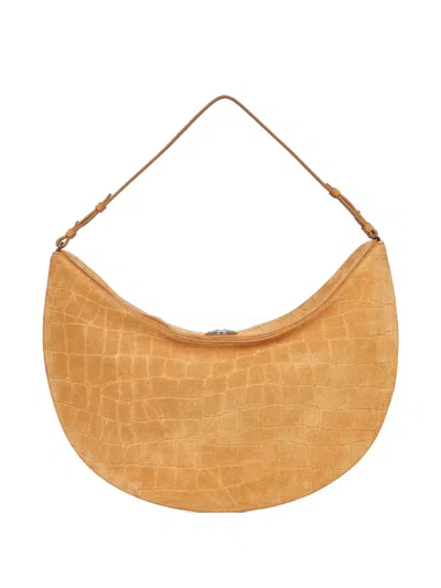 Jacquemus Crescent Crocodile Shoulder Bag With Adjustable Strap In Brown