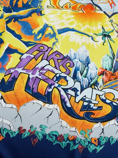 Pre-owned Hermes 1999-2007 The Alfee 25th Anniversary Aube Libre Comme Lange Silk Scarf Scarves In Blue