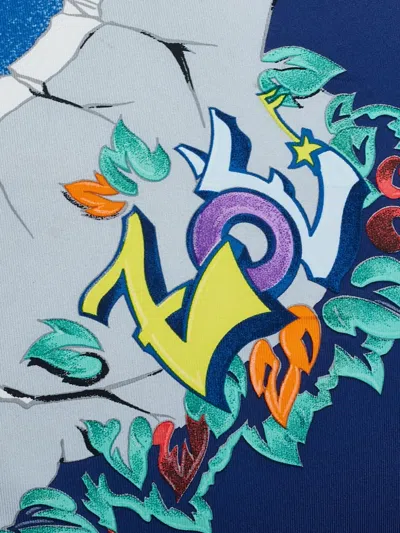 Pre-owned Hermes 1999-2007 The Alfee 25th Anniversary Aube Libre Comme Lange Silk Scarf Scarves In Blue