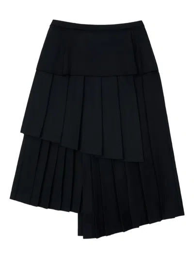 Ader Error Tiered-design Pleated Midi Skirt In Black