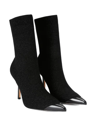 Kurt Geiger 95mm Regent Point Metallic-pointed Sock Boot In Black