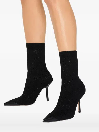 Kurt Geiger 95mm Regent Point Metallic-pointed Sock Boot In Black