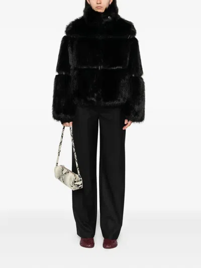 Patrizia Pepe Faux Fur Jacket In Black