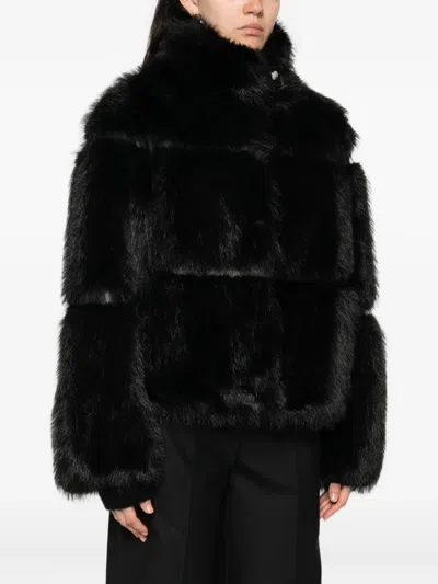 Patrizia Pepe Faux Fur Jacket In Black