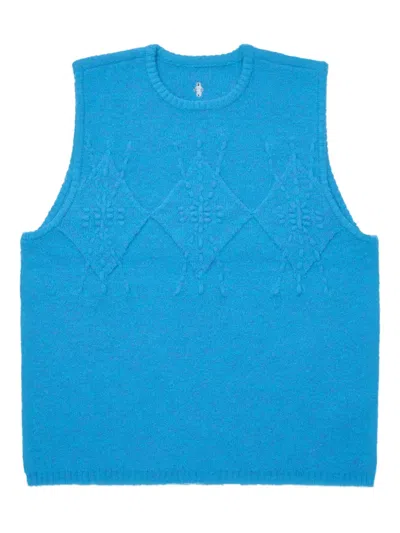 Ader Error Crew-neck Knitted Vest In Blue