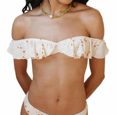 Dippin Daisys Penelope Off Shoulder Ruffle Bikini Top In Rosewater In Neutral