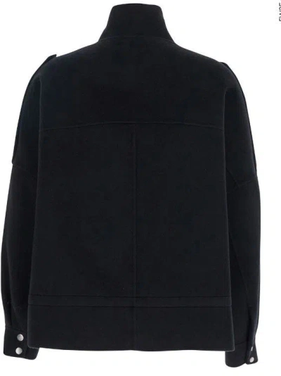 Pinko 'crostino' Black Jacket With Collar With Buttons And Front Pockets In Wool Blend Woman In Black