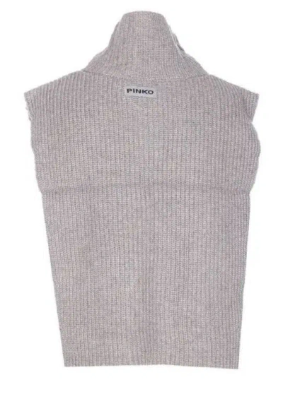 Pinko Cipro Knitted Neck Warmer With Zip In Gray
