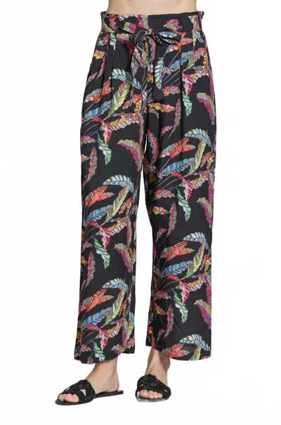 Apny Print Tie Waist Crop Wide Leg Pants In Multi