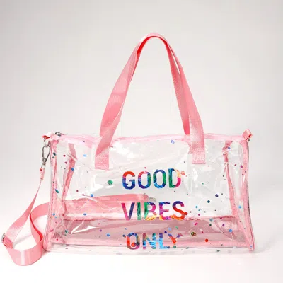 Fashnzfab Good Vibes Only Message Printed Transparent Boston Bag / Crossbody Bag In Multi