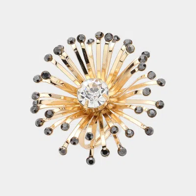 Fashnzfab Stone Pointed Starburst Adjustable Ring In Gold