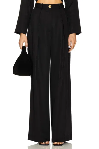 Matthew Bruch Button Pleated Trouser In Black In Multi