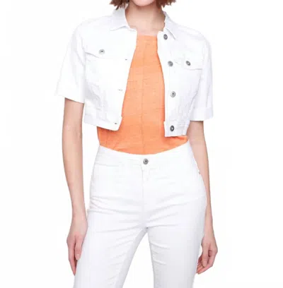 Charlie B Cropped Jean Jacket With Short Sleeve In White In White