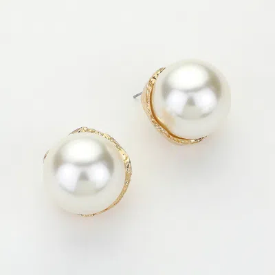 Fashnzfab Elegant Round Pearl Earrings In Multi