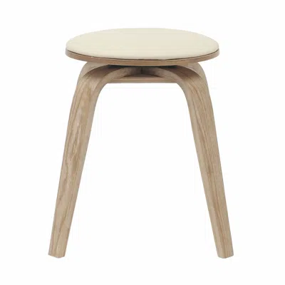 Leisuremod Modern Wooden Dining Stool, Washed Walnut Color In Taupe In Brown