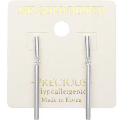 Fashnzfab 14k Gold Dipped Hypoallergenic Bar Dangle Earrings In Multi