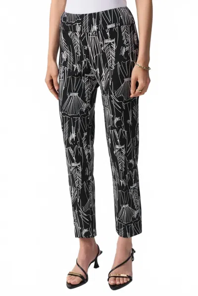 Joseph Ribkoff Sketch Print Pull On Cropped Pants In Black/vanilla In Black
