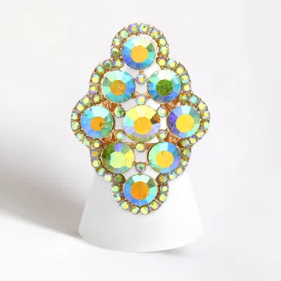 Fashnzfab Crystal Round Embellished Stretch Ring In Multi
