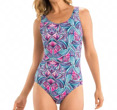 Dolfin Chlorine Resistant Scoop Back One Piece Swimsuit In Ibiza In Multi