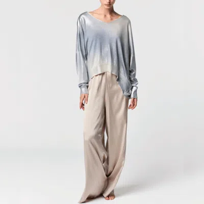 Avant Toi Frosted Effect Stretch Silk Palazzo Pants In Noce Moscata In Gray