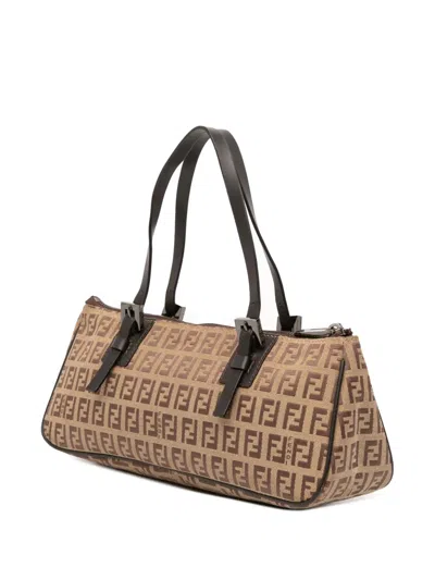 Pre-owned Fendi 20th Century Zucchino Canvas Handbag In Brown