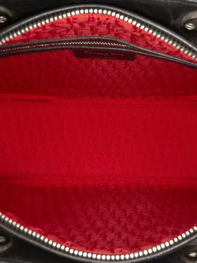 Pre-owned Dior 2012 Large Lambskin Cannage Lady  Satchel In Black