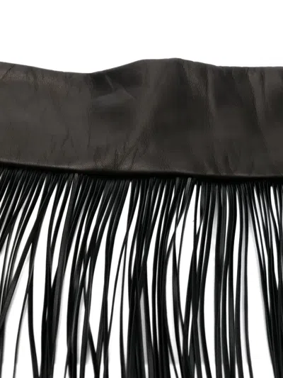 Sportmax Long Fringe Detail Gloves Collection In Black