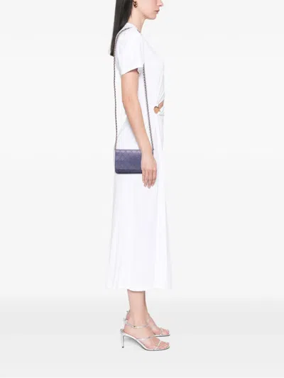 Pre-owned Chanel 2012-2013 Cc Calfskin Double Stitched Wallet On Chain Crossbody Bag In Blue