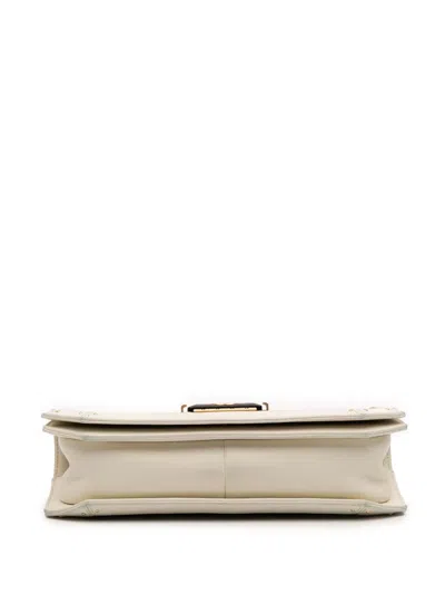 Pre-owned Chanel 2017-2018 Medium Quilted Calfskin Octagon Cc Clasp Flap Crossbody Bag In White