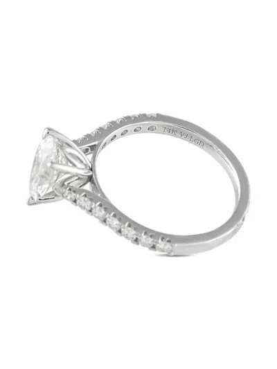 Pre-owned Lb Exclusive 14k White Gold Lab-grown Diamond Ring In Silver