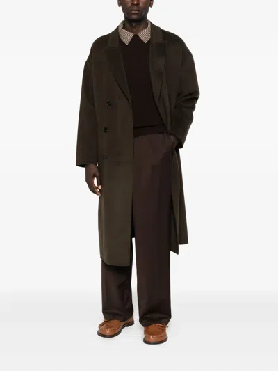 Amaranto Crew Neck Brown Knit Sweater In Brown