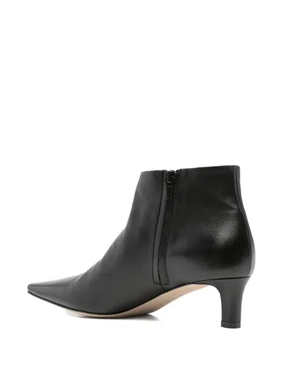 The Row Black Carla 45 Ankle Boots In Leather In Black