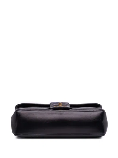 Pre-owned Chanel 2013-2014 Cc Horizontal Quilted Lambskin Double Flap Crossbody Bag In Black