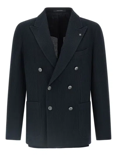 Tagliatore Peak-lapels Double-breasted Blazer In Blue