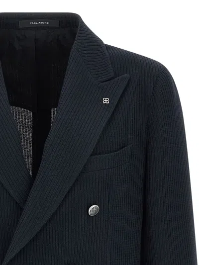 Tagliatore Peak-lapels Double-breasted Blazer In Blue