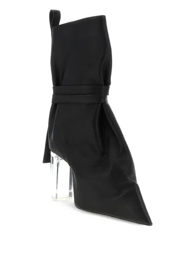 Rick Owens Ankle Boots With Clear Heel And Pointed Toe In Black