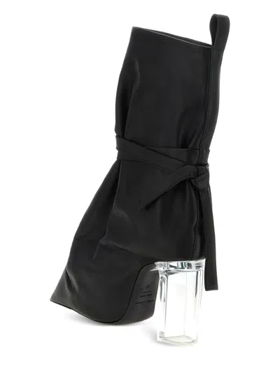 Rick Owens Ankle Boots With Clear Heel And Pointed Toe In Black