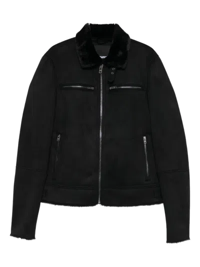 Patrizia Pepe Soft-collar Biker Jacket In Black