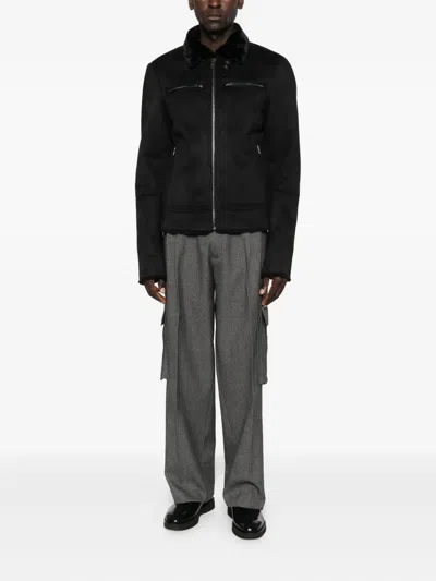 Patrizia Pepe Soft-collar Biker Jacket In Black