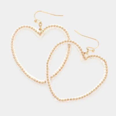 Fashnzfab Raffia Metal Ball Wrapped Open Heart Dangle Earrings In Multi