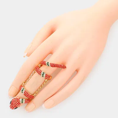 Fashnzfab Crystal Pave Snake Stretch Ring In Multi