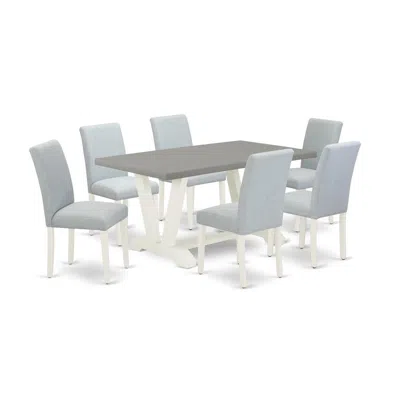 East West Furniture 7-piece Dinette Set In Gray
