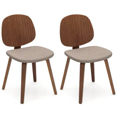 Hivvago Wooden Dining Chair Set Of 2 With Bentwood Frame And Padded Seat
