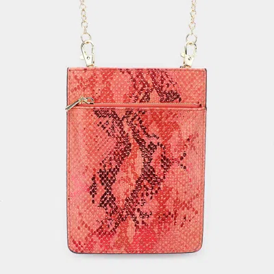 Fashnzfab Snake Skin Crossbody Bag In Red