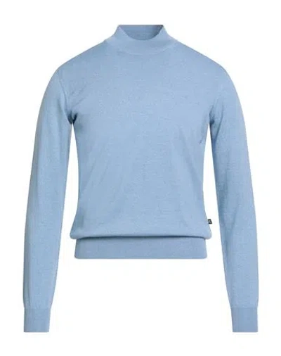 Ferrante Essential Man Turtleneck Light Blue Size 36 Merino Wool In Blue