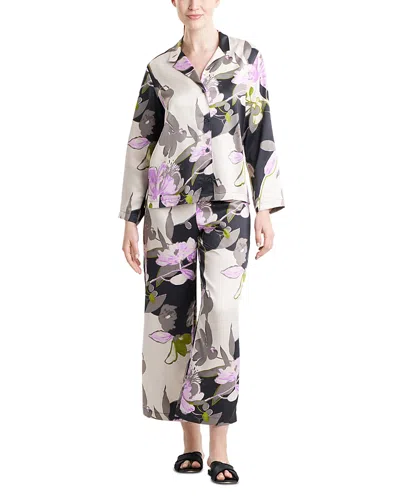 Natori Tsubaki Cropped Floral-print Pajama Set In Multi