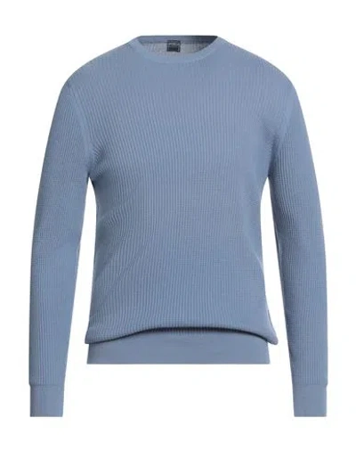 Fedeli Man Sweater Slate Blue Size 42 Cotton In Blue