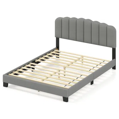 Hivvago Bed Frame With Adjustable Scalloped Tufted Headboard