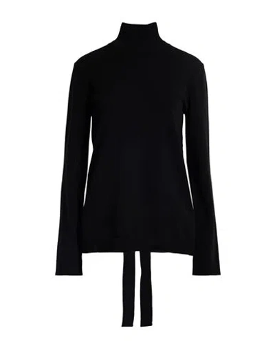 Dondup Woman Turtleneck Black Size 12 Viscose, Polyester In Black
